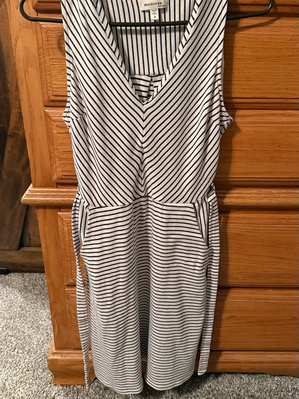 Monteau Women’s blue and white striped dress